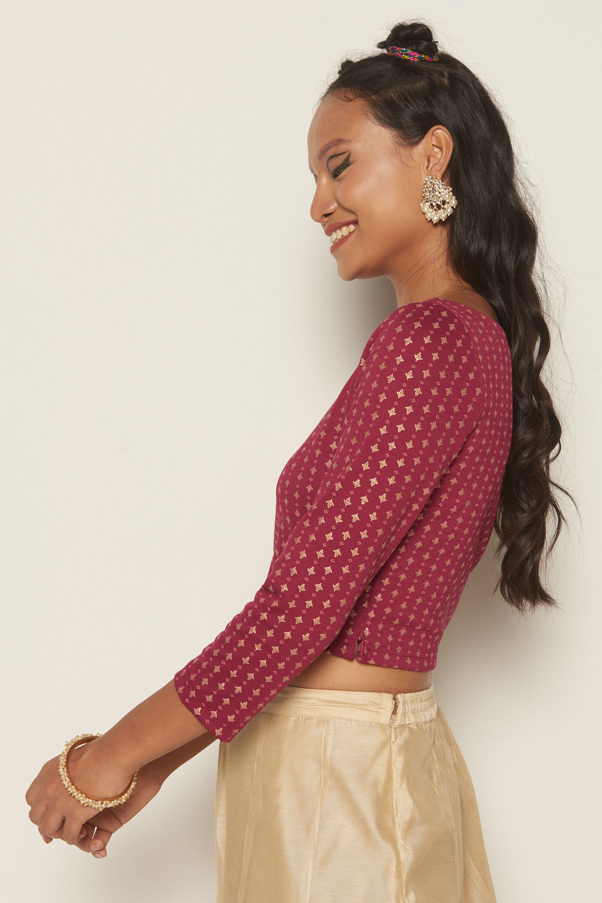 Maroon ethnic top clearance